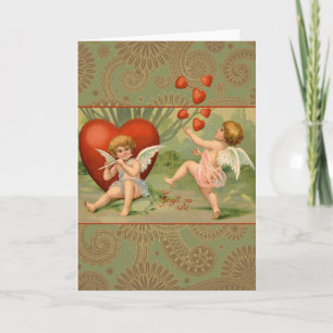 Cartes Pour Fêtes Annuelles Amour Cupidons Antique Vintage Saint-Valentin