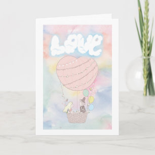 Cartes Pour Fêtes Annuelles Amour Dans L'Air Chaud Balloon Valentines Day