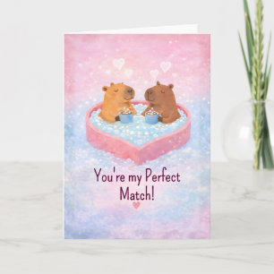 Cartes Pour Fêtes Annuelles Amour de capybara dans un jacuzzi pour une Saint-V