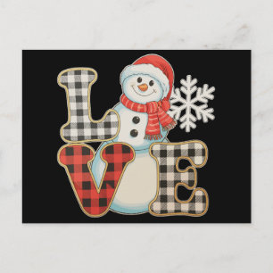 Cartes Pour Fêtes Annuelles Amour de Noël Bonhomme de Neige Mignon Plaid de Bu