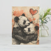 Cartes Pour Fêtes Annuelles Amour de Panda la Saint-Valentin (Debout devant)