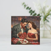 Cartes Pour Fêtes Annuelles Amour démodé couple coeurs rouges Saint-Valentin (Debout devant)
