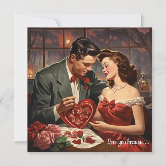 Cartes Pour Fêtes Annuelles Amour démodé couple coeurs rouges Saint-Valentin (Devant)