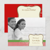 Cartes Pour Fêtes Annuelles Amour et joie à Houndstooth (Devant / Derrière)