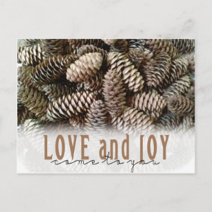 Cartes Pour Fêtes Annuelles Amour et Joie de Vacances Rustique Cône de Pin