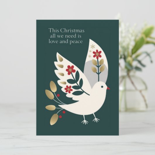 Cartes Pour Fêtes Annuelles Amour et Paix Noël élégant et élégant (Debout devant)