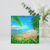 Cartes Pour Fêtes Annuelles Amour Flamant rose (Debout devant)