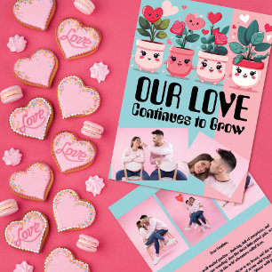 Cartes Pour Fêtes Annuelles Amour grandissant Pots Plantes Saint-Valentin