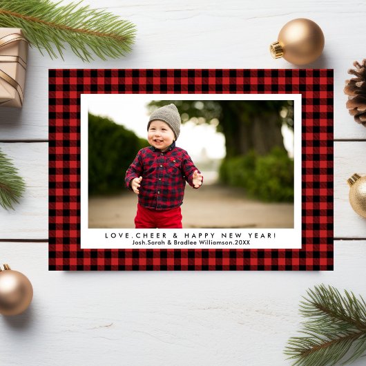 Cartes Pour Fêtes Annuelles Amour Joyeux Nouvel An Fun Buffalo Check Plaid
