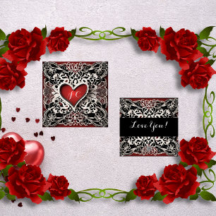 Cartes Pour Fêtes Annuelles Amour moderne Red Heart Lace