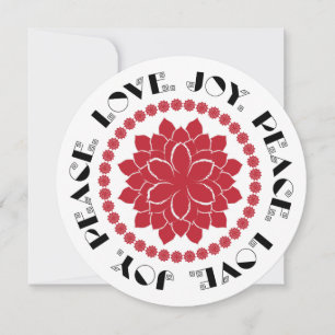 Cartes Pour Fêtes Annuelles Amour, Paix, Joie texte moderne rouge, noir et bla