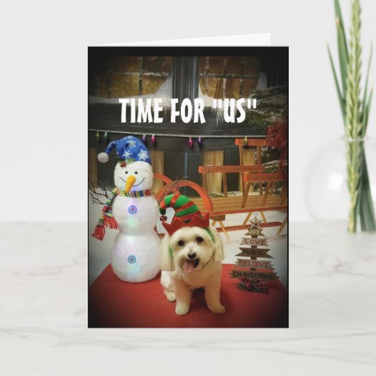 CARTES POUR FÊTES ANNUELLES AMOUR PUPPY NAUGHTY OU NICE À NOËL (Devant)
