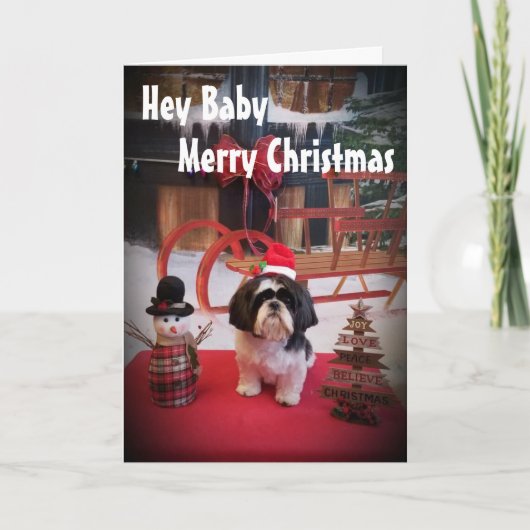CARTES POUR FÊTES ANNUELLES AMOUR PUPPY NAUGHTY OU NICE À NOËL (Devant)