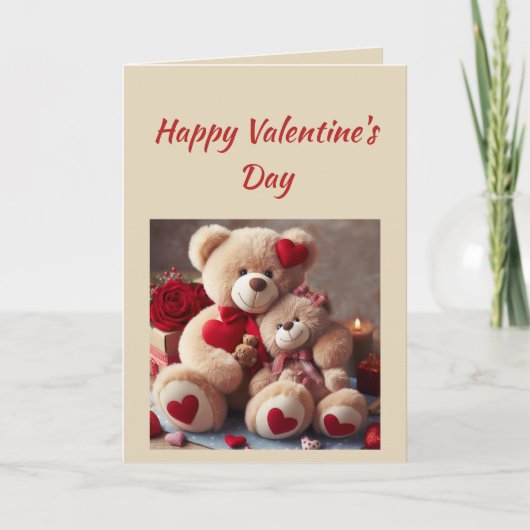 Cartes Pour Fêtes Annuelles Amour romantique Cute Teddy Coeurs d'ours (Devant)