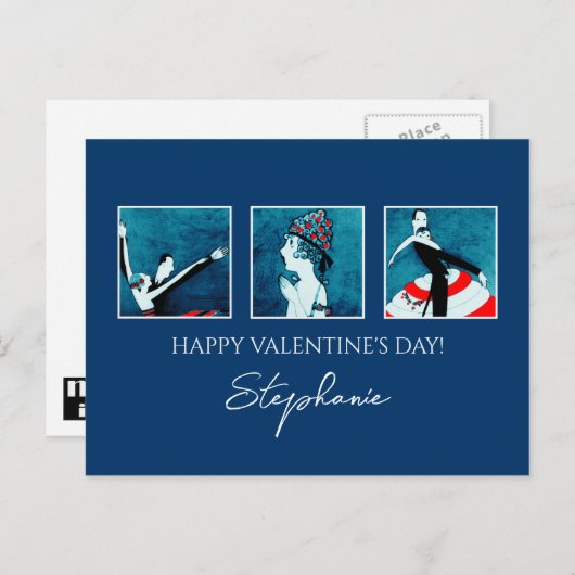 Cartes Pour Fêtes Annuelles Amour. Saint Valentin Art déco (Devant / Derrière)