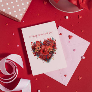 Cartes Pour Fêtes Annuelles Amoureux à tout jamais Cœur floral Texte perso