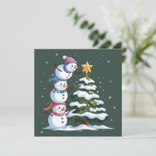 Cartes Pour Fêtes Annuelles Amoureux de bonhomme de neige de Noël Arbre Fête d