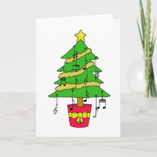 Cartes Pour Fêtes Annuelles Amoureux de la musique Joyeux arbre de Noël