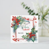 Cartes Pour Fêtes Annuelles Amoureux de la pêche thème de Noël (Debout devant)