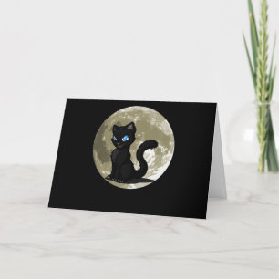 Cartes Pour Fêtes Annuelles Amoureux de les chats   Black Cat Moon Idée cadeau