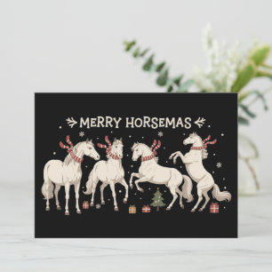Cartes Pour Fêtes Annuelles Amoureux de Noël Cheval Joyeux Cavalier Agriculteu