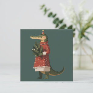 Cartes Pour Fêtes Annuelles Amoureux de Noël Crocodile Alligator Vacances Drôl