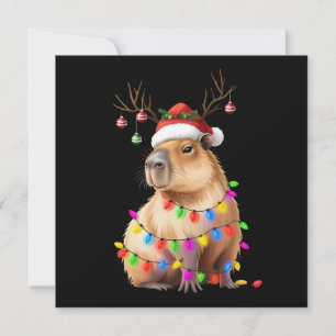 Cartes Pour Fêtes Annuelles Amoureux des capybaras Lumières de Noël Cappy Xmas