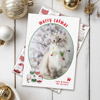 Cartes Pour Fêtes Annuelles Amoureux des chats Photo de chat festif mignon Noë