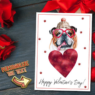 Cartes Pour Fêtes Annuelles Amoureux des chiens anglais Bulldog Valentine Cade