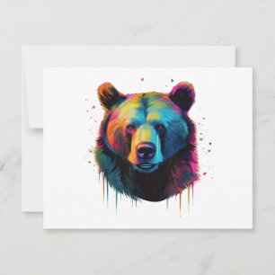 Cartes Pour Fêtes Annuelles Amoureux d'ours grizzly Pop Art Gros ours grizzly