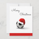 Cartes Pour Fêtes Annuelles amoureux du football de Noël<br><div class="desc">la carte de Noël parfaite pour les amateurs de sport,  tous ceux qui aiment le football et le football ! Un ballon de football avec un chapeau de Père Noël et un dos rouge</div>