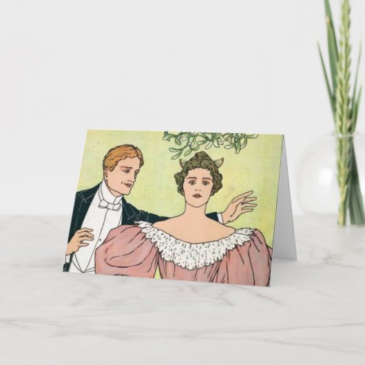 Cartes Pour Fêtes Annuelles Amoureux sous le gui (Devant)