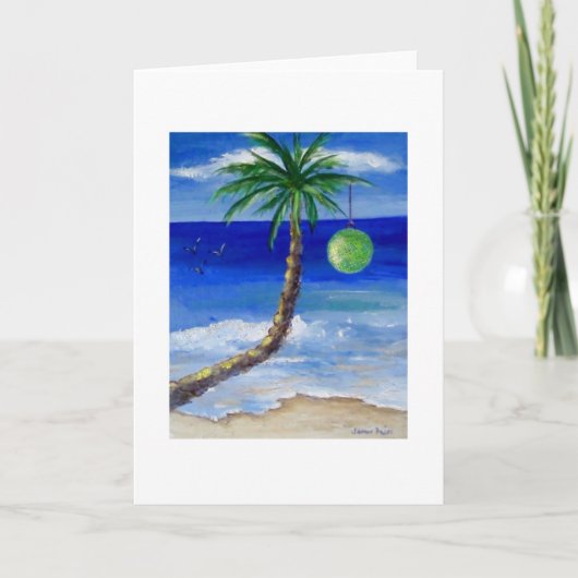 Cartes Pour Fêtes Annuelles Ampoule de vert de paume de Noël (Devant)