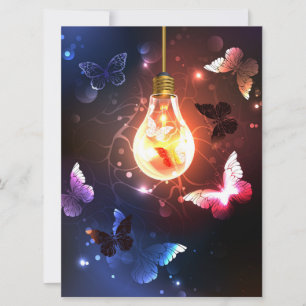 Cartes Pour Fêtes Annuelles Ampoule lumineuse avec papillons nocturnes