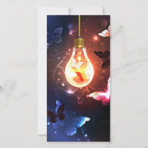 Cartes Pour Fêtes Annuelles Ampoule lumineuse avec papillons nocturnes