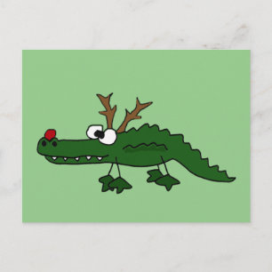 Cartes Pour Fêtes Annuelles Amusant Alligator de Noël en renne
