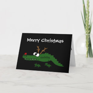 Cartes Pour Fêtes Annuelles Amusant Alligator de Noël en renne