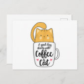 Cartes Pour Fêtes Annuelles Amusant Amoureux des chats de Mug de café orange (Devant / Derrière)