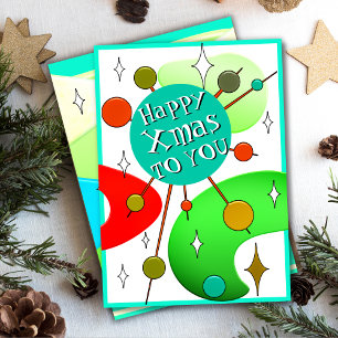 Cartes Pour Fêtes Annuelles Amusant Drôle Rétro Noël Milieu du Siècle