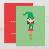 Cartes Pour Fêtes Annuelles Amusant Elf Fille de Noël (Devant / Derrière)