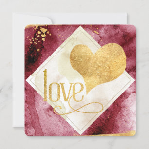 Cartes Pour Fêtes Annuelles Amusant, Funky Moderne Gold Heart Valentines
