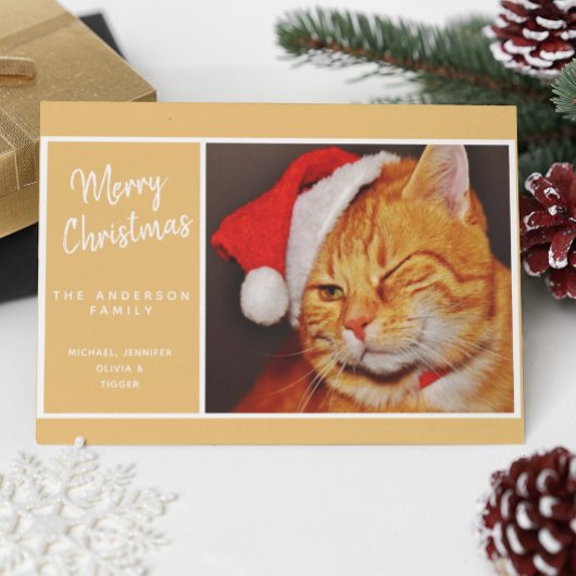 Cartes Pour Fêtes Annuelles Amusant Joyeux Noël Orange Chat avec chapeau de No