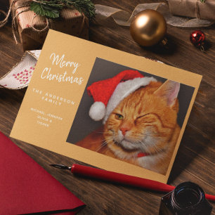 Cartes Pour Fêtes Annuelles Amusant Joyeux Noël Orange Chat avec chapeau de No