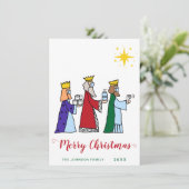 Cartes Pour Fêtes Annuelles Amusant Joyeux Noël Trois Rois Salutation (Debout devant)