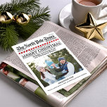 Cartes Pour Fêtes Annuelles Amusant Joyeux Noël Une photo Nouvelles du Pôle No<br><div class="desc">Extra Extra Lisez tout à ce sujet. The North Pole Times vous apporte les derniers et les plus grands articles d'actualité du Pôle Nord, Ce design présente Joyeux Noël, une photo, journal vintage, amusant, typographie élégante, simple rétro, rayures de sucre de canne, cartes photos de vacances, unique, le pôle Nord...</div>