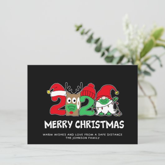 Cartes Pour Fêtes Annuelles Amusant Joyeux Quarantine Noël 2021 Salutation (Debout devant)