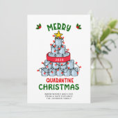 Cartes Pour Fêtes Annuelles Amusant Joyeux Quarantine Noël Salutation (Debout devant)
