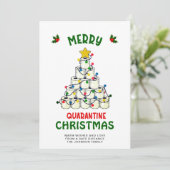 Cartes Pour Fêtes Annuelles Amusant Joyeux Quarantine Noël Salutation (Debout devant)