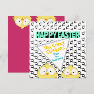 Cartes Pour Fêtes Annuelles Amusant Mignonne "Joyeux Pâques, poules folles"  