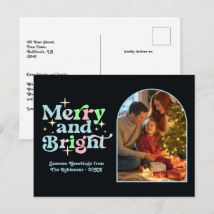 Cartes Pour Fêtes Annuelles Amusant Noël Frosty Joyeux et Lumineux Noël Rétro
